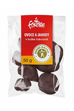 Ovoce a jahody v hořké čokoládě čerstvě vyrobené a balené přímo z balírny Frutree