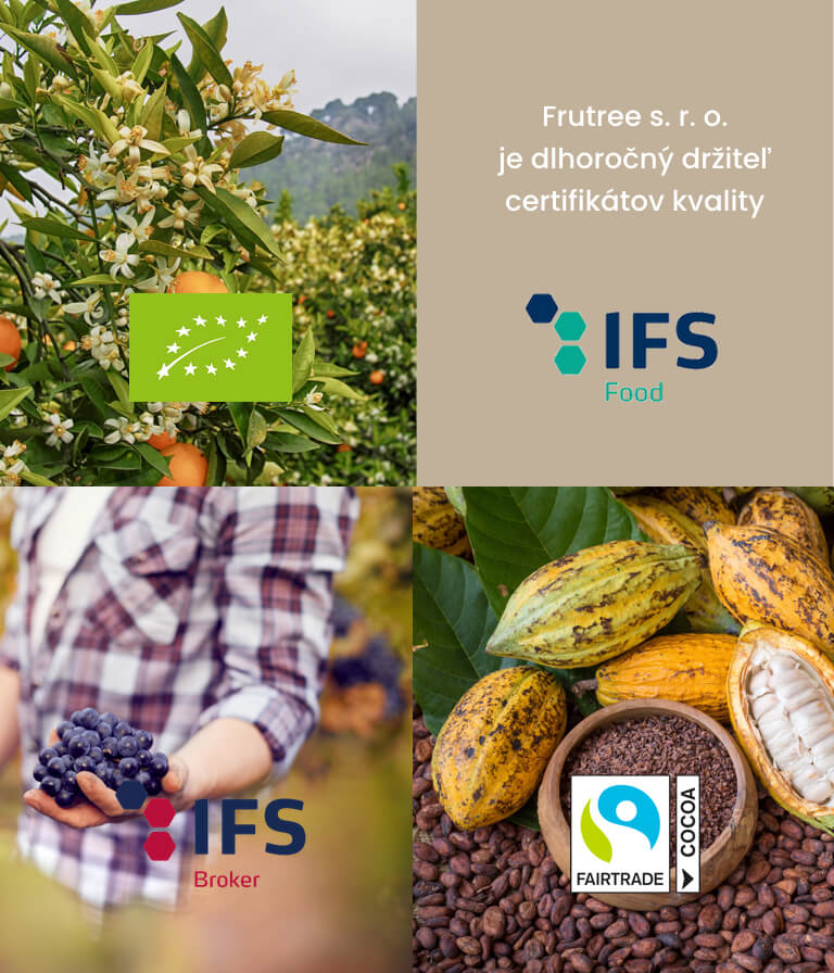 Certifikáty kvality garantují nejvyšší kvalitu výrobků Frutree